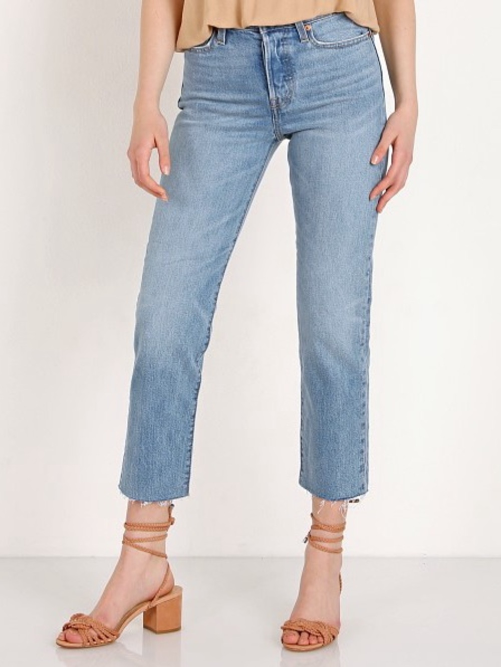 Levi's Wedgie Straight Leg Raw Hem Jeans, Tango Hustle Medium Wash, Size 28